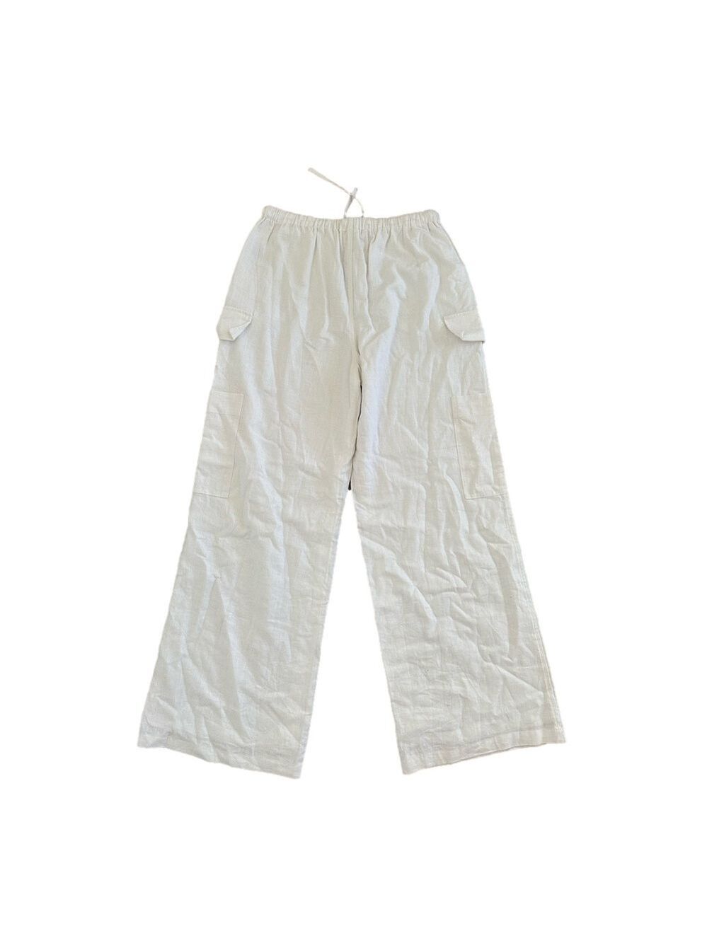 Philosophy White Linen Cargo Pants XS